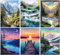 Mupmod 6 Pack Landscape Paint by Numbers for Adults - DIY Paint by Numbers for Adults Beginners(Without Framed), Acrylic Adult Paint by Numbers Canvas Kits for Home Wall Decor 12x16 Inch