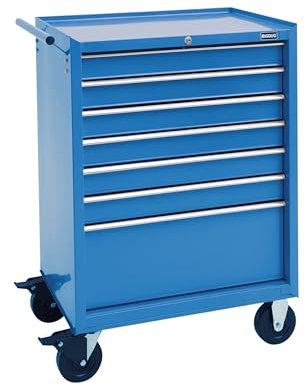 BiGDUG Essentials Mobile Tool Cabinet – 27” 7 Drawer Portable Tool Chest With Wheels – 958H x 685W x 465D mm (Blue)