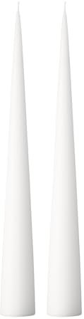 Ester & Erik Weiße Kegelkerzen – 2er-Set in Geschenkbox – 25 cm hohe Kegelkerzen mit Baumwolldocht – aus 100% parfümfreiem, geruchlosem reinem Paraffinwachs – 13+ Stunden Brenndauer