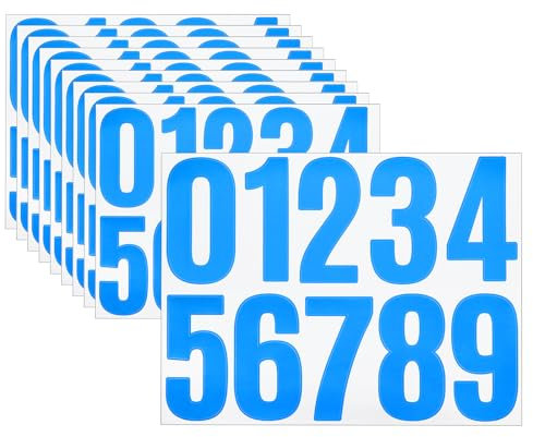 sourcing map 10 Sheets Vinyl House Numbers, 4 Inch Waterproof Self-Adhesive Number Stickers for Mailbox, Sign, Window, Door, Address Number, Blue