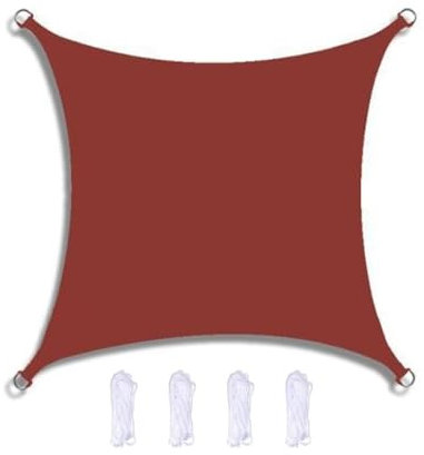 Vela parasole rettangolare, 3 m x 5 m, impermeabile, con blocco UV al 95%, per esterni, patio, cortile, feste, colore rosso mattone, vela ombreggiante con corda gratuita