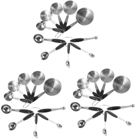 Cabilock 3juegos Tazas y Cucharas Medidoras Inoxidable De De Medición Para Cocina y Repostería Resistentes y Prácticas Para Ingredientes Sólidos y