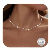 Aidenn Dainty Gold Silver Necklace for Women Girls Trendy Non Tarnish 14K Gold Plated Cubic Zirconia Necklaces Cute Flower Choker Necklace Stack for Wedding Prom Brides Jewellery