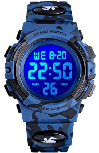 Alienwork Kids Digital Kinderuhr Jungen Mädchen Wasserdicht 5 ATM Sportlich
