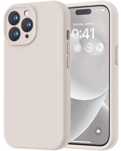 LOVE 3000 Designed for iPhone 14 Pro Max Case, Premium Silicone with [Soft Anti-Scratch Microfiber Lining] Shockproof Protective Phone Case for Lanyard 6.7, Stone