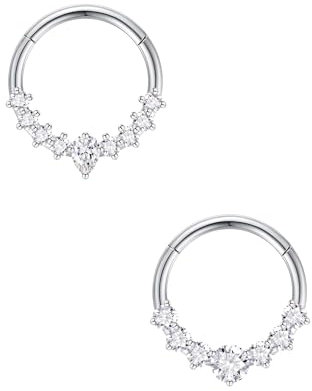 jagosen Septum Nose Rings Hoop 2pcs 16g 8mm Surgical Steel Helix Tragus Cartilage Earrings Septum Lip Ring Piercing Jewellery