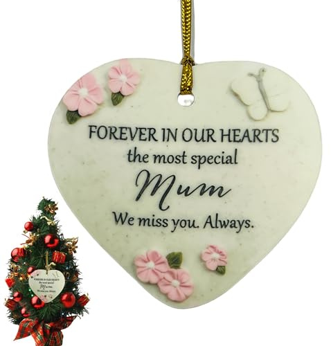 Tivleed Grave Ornaments Bereavement Gifts Memorial Plaques Heart-Shaped Acrylic Grave Ornaments, White Memorial Keepsake for Gardens & Headstones, Sympathy Loss Decor 7.3CM×6.8CM