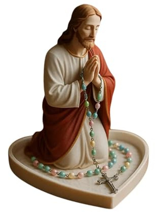 Generisch Rosenkranz-Halter,Schmuckhalter, elegante Gebets-Rosenkranz-Box, religiöses Geschenk, katholisches Geschenk, geeignet für Schlafzimmer, Wohnzimmer, Büro, Schreibtisch, religiöse (Jesus)