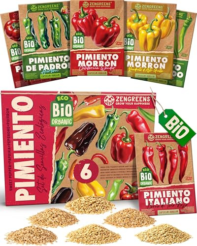 ZenGreens® Set di Semi di Peperone bio - 6 varietà antiche - Sementi