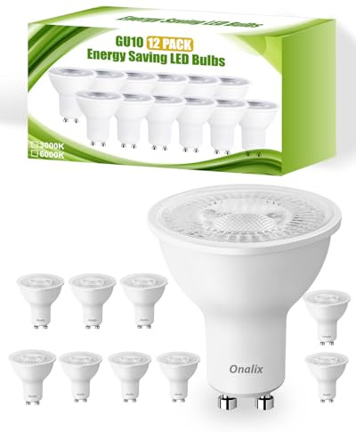 Onalix Lot de 12 Ampoules LED GU10 5W, Remplaçant 50W Halogène, 550LM 3000K Blanc Chaud, Angle 120°, Non Dimmables, Économie d’Énergie, Idéales pour Salon, Cuisine, Bureau et Chambre(Blanc Chaud)