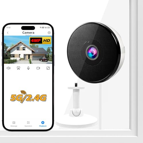 KERUI 4MP Indoor Window Camera, WiFi 2.4/5GHz Security Camera Indoor for House Looking Outside with AI Color Night Vision, Person & Motion Detection, Anti-Glare, Anti-Reflection, Easy Install