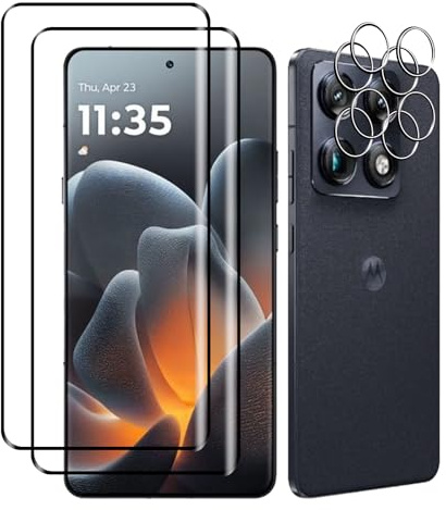 Bihizei Schutzfolie für Motorola Moto Signature für Panzerglas, 2 Stück 3D Schutzfolie & 2 Stück Kamera Schutzfolie, 9H Panzer Schutz Glas, Ultra-HD Displayschutzfolie & Kameraschutz