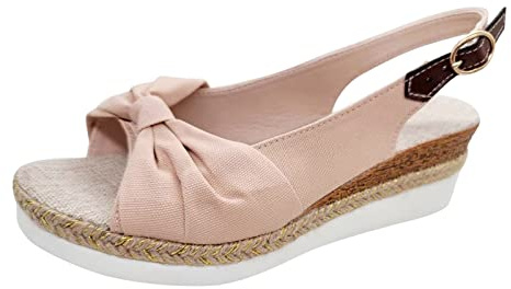 Uwdiohq Ladies Fashion Summer Solid Color Tissu Casual Bas Sandales Boucle Été Confortable Jaune Marche Femme Cuir Chaussures De Sandale Chaussure Sport Randonnée En Nue Pied Ete Confortables