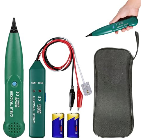 Localizador de Cables, HOVCEH Rastreador de Cables con 2 Pilas de 9V, Portátil Busca Cables Rotos, se Utiliza Como Detector de Cables Cortados de Red para Verificar la Continuidad de Circuitos