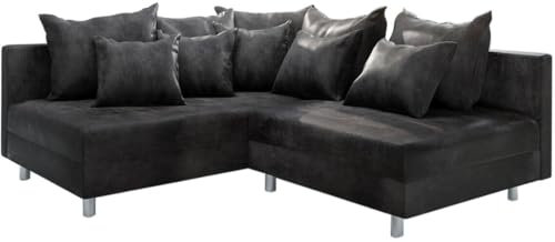 DELIFE Eckcouch Clovis Anthrazit Antik Optik Ottomane Links Ecksofa modular