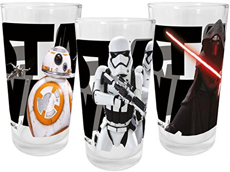 Star WARS Episode VII 200ml 3er Set Trinkgläser, Glas, Mehrfarbig, 3 Stück (1er Pack), 3