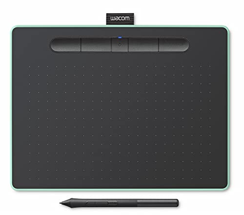 Wacom Intuos Mittelgroßes Bluetooth-Grafik-Zeichentablet, tragbar für Lehrer, Schüler und Schöpfer, 4 anpassbare ExpressKeys, kompatibel mit Chromebook, Mac OS, Android und Windows – Pistazie