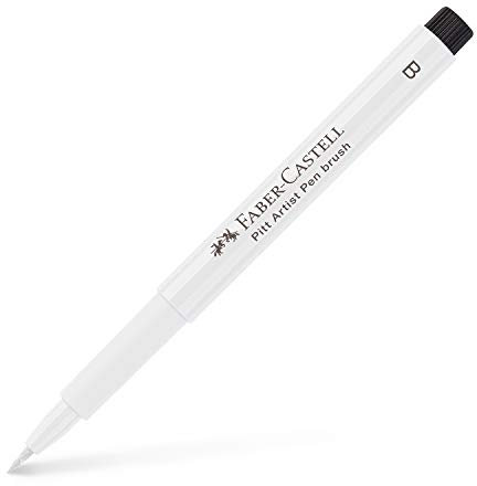 Faber-Castell 167401 Tuschestift Pitt Artist Pen B mit Pinselspitze, weiß, bunt