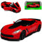 Welly Chevrolet Corvette C7 Z06 Coupe Rot mit Schwarz Ab 2013 1/24 Modell Auto mit individiuellem Wunschkennzeichen