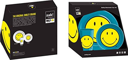 Zak! Designs 6662 Smiley Kindergeschirr-Set, 3-teilig, blau, 22 x 9,5 x 22,5 cm
