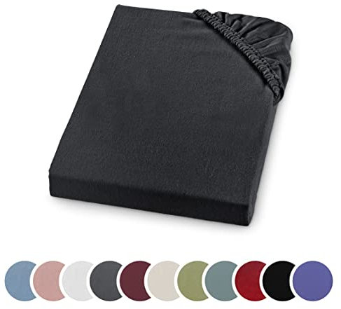 sleepling Biber Spannbetttuch, Feinbiber Spannbettlaken, Made in Germany, 100% Baumwolle, Matratzen bis 23 cm Höhe, Rundum Gummizug, Ökotex, waschbar 60 Grad, 160 x 200, anthrazit