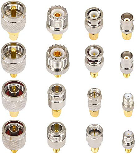 Boobrie 16PCS SMA Adapter Kit SMA to BNC UHF N-type F-type Male to Female Connectors RF Coaxial Adapter WiFi Antenna Converter for WiFi Antenna/FPV Drone/Extension Cable