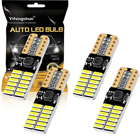 yifengshun 4x T10 W5W LED Ampoules 168 194 5W Canbus Wedge Super Bright Blanc pour l'intérieur de Voiture Éclairage Extérieur Plaque d'immatriculation Dôme Side Light Bulb