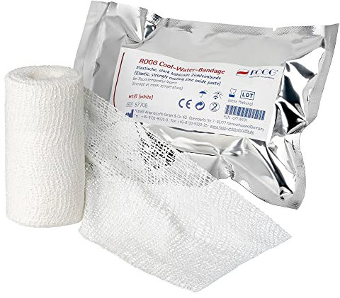 Zinkleimbinde ROGG® Cool Water Bandage | Feuchter Zinkleimverband Kühlverband für Sportverletzungen | Kühlender Zinkverband (10 m x 10 cm)