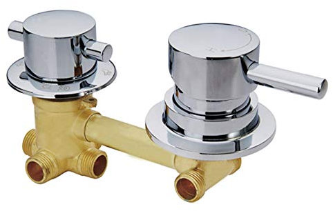 UUMFP Hot and Cold Shower Mixer Valve 2/3/4/5 Out Dual Control Bathroom Copper Mixer Diverter Tap (Size : Thread 3 out)