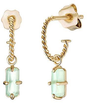 NOELANI Creolen 925 Sterling Silber Damen Ohrschmuck, mit Glas, 1,8 cm, Gold, Kommt in Schmuck Geschenk Box, 2031708