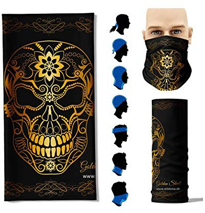 Stikkma Multifunktionstuch Golden Skull Face Pad+