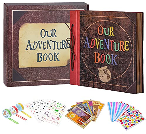 Álbum de recortes, álbum retro, libro de aventuras, álbum de recortes de viaje para aniversario, boda, vacaciones, día de San Valentín, cumpleaños (rojo)