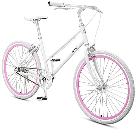 Cruiser Bikes, 24 Zoll Beach Bike für Frauen, Klassischer Retro-Fahrradfahrer, Bequemes Pendlerfahrrad für Freizeitpicknickausflüge (Color : White)