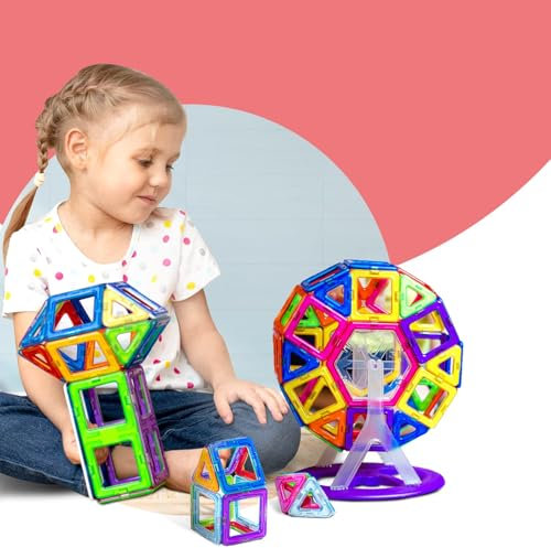 kidoola 94pc Magnetic Building Block Toy Set – Kids Magnet Construction Jigsaw Game Gift for Boys and Girls – Children Educational Shape Forming Toy for Creativity - STEM & Sensory Development Age 3+