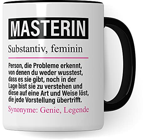 Masterin Tasse lustig, Masterin Geschenk Beruf, Spruch Masterarbeit Geschenkidee, Kaffeetasse Beruf Studium Master-studentin Kaffeebecher Teetasse Becher