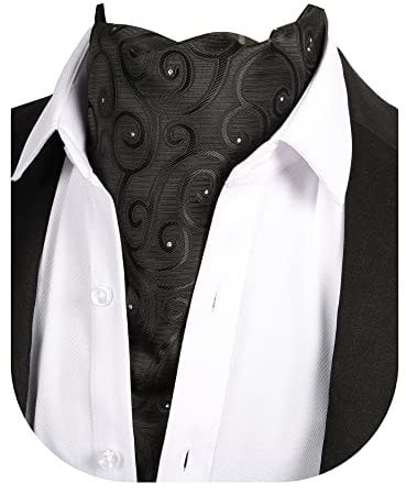 Beaface Herren-Krawatten, Ascot Krawatten, Krawatten für Herren, Paisleymuster, Jacquard, gewebt, Krawatte, Hochzeit, Business, Party, Freizeit, Schwarz , Einheitsgröße