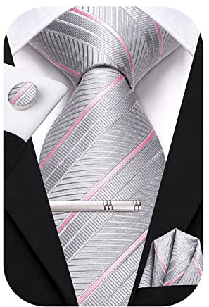 Hi-Tie LD-xms Krawatte für Herren, 4 Stück, Rosa versilbert, M