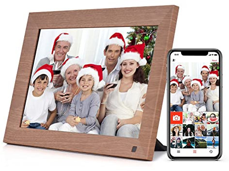 Andoer Digitaler Bilderrahmen WLAN 10 Zoll, Elektronischer Bilderrahmen mit IPS Touchscreen,16 GB Speicher, Auto-Rotate, Teilen Sie Fotos per APP mit Ständer, Geschenk für Familie und Freunde