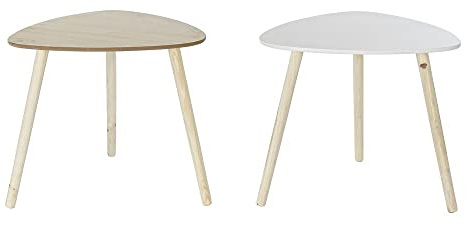 DKD Home Decor Beistelltisch, natürliches Weiß, aus Fichte und MDF (54 x 54 x 49 cm) (2 Stück)