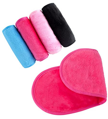 AYNKH 4 Stück wiederverwendbares Make-up-Entferner-Tuch, großes Mikrofaser-Gesichtsreinigungstuch, waschbar, Make-up-Radiergummi, Tücher für empfindliche Haut, wasserdichte Mascara