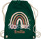 Turnbeutel Rucksack - Boho - Geschenk Regenbogen mit Name personalisiert I Rainbow - Unisize - Dunkelgrün - personalisierter beutel kindergartenbeutel bohemian blume stoffbeutel