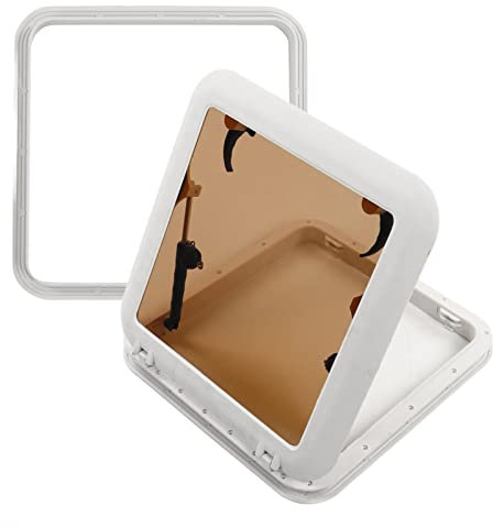 Aramox Ventana de Escotilla de Portillo de Barco, 495 Mm Ventana de Escotilla de Portillo de Barco Ventana de Escape de Tragaluz de Cubierta de Empuje Cuadrado para Yate de Barco