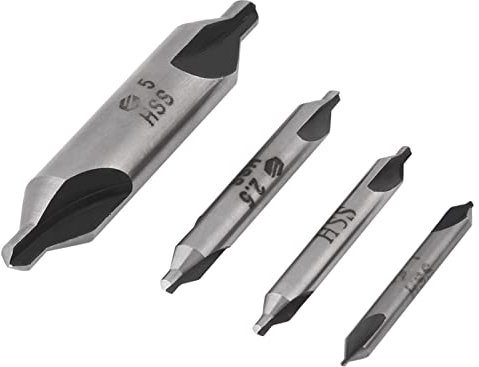 left hand spiral centre drills winlaw centre drill Yusat 4pcs 1/2/2.5/5mm 60 Degree HSS Center Drill Bits Cente Drills Set 6 * 3 * 2