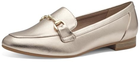 MARCO TOZZI Damen Loafer mit Absatz Elegant Vegan, Beige (Platinum), 42 EU