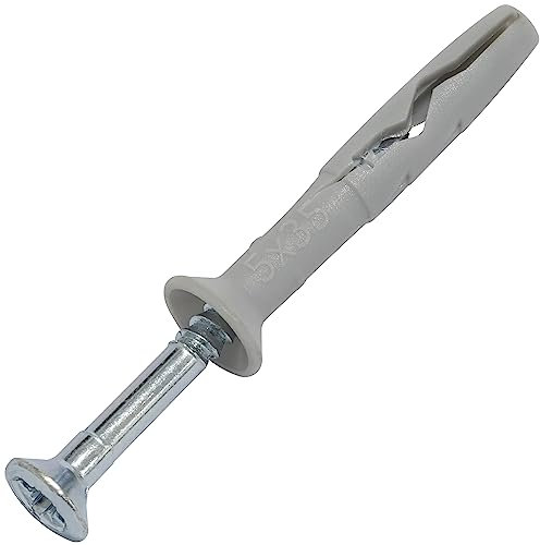 AERZETIX - C67154 - Lot de 100 Chevilles à Clou Ø5x35mm à collerette biseautée en polyéthylène + 100 Clou-vis Ø3.5x40 mm à tête fraisée PZ2 en Acier - à Frapper - ossature métallique béton Brique