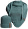 Hilltop 2-teiliges Unisex Winterset, Damen Mütze und Schal, Herren Mütze mit Strickschal, XXL Dreiecksschal mit Strickmütze, Geschenk für Frauen und Männer, Farbe:Laurel