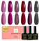Yueshop Gel Nail Polish Kit- Purple Series 6PCS French Manicure Nail Polish Set Grape Purple Burgundy Red Black Glitter Gel Nail Plish Polish Soak off Nail Lamp Nail Art Manicure Salon For Women