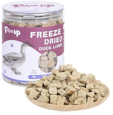 PAWUP Freeze Dried Duck Liver Cat Treats, Dog Liver Treats, High Protein Snack for Dogs, Cats, Healthy Single Ingredient, Rawhide Free, Grain Free, 4.6 oz