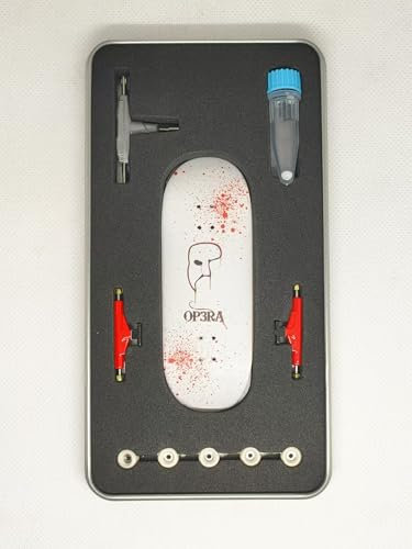 LEEFAI Pro Fingerboard Set up (Complete) -34 * 96mm 5 plys Handmade Maples Wood Deck -Medium Concave Medium Kick -Update 65d Urethane Wheels-UV Printing Graphic- Op3ra The Bloody Mess