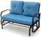 COSTWAY 2-Person Outdoor Glider Bench, Patio Double Swing Rocking Chair with Cushions, Steel Frame Garden Loveseat Relax Gliding Chair for Balcony, Porch and Poolside (Blue, 123 x 67 x 87cm)
